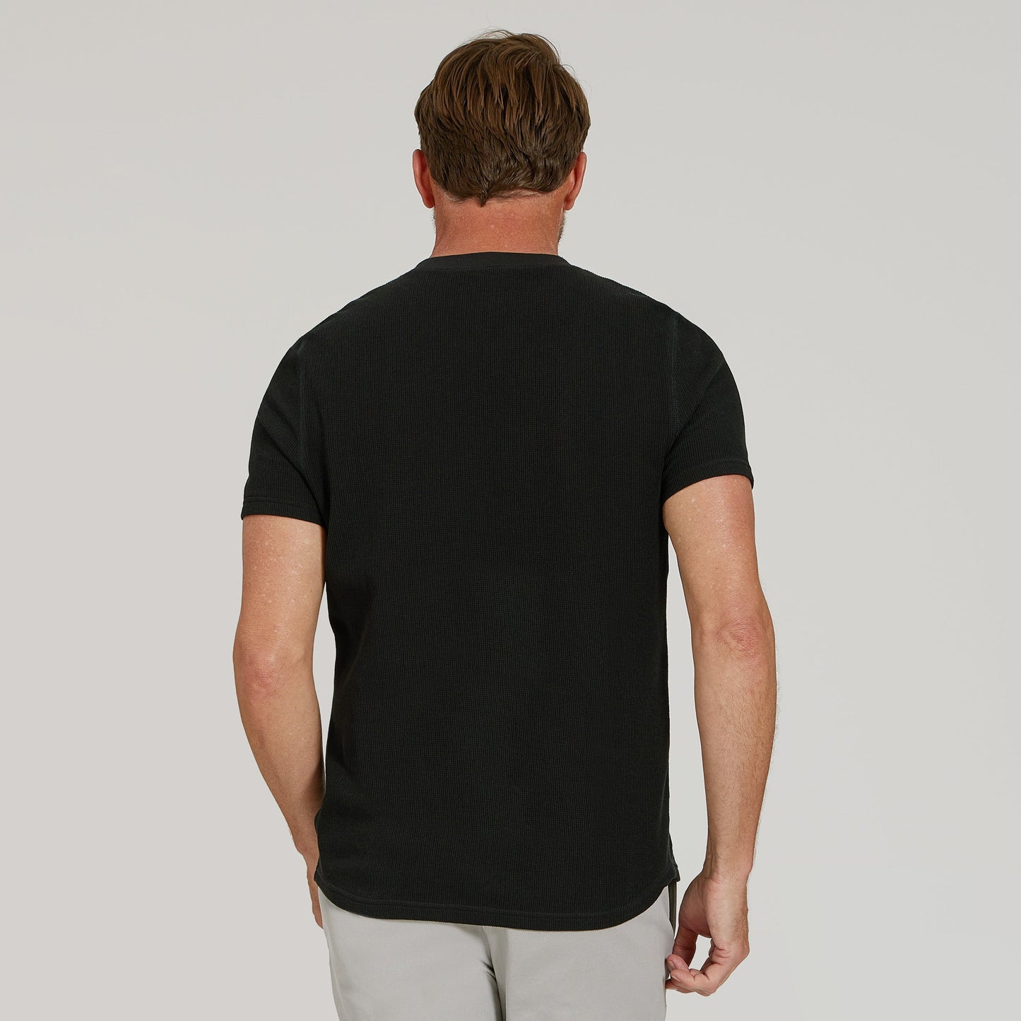 Cotton Waffle Curved Hem Crew