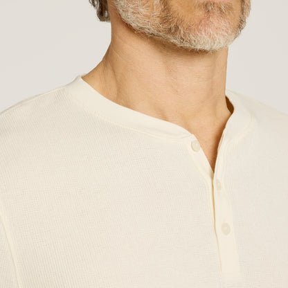 Cotton Waffle Curved Hem Henley