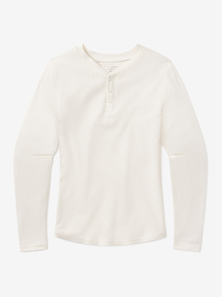 Cotton Waffle Curved Hem Henley