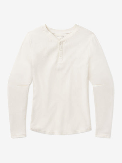 Cotton Waffle Curved Hem Henley