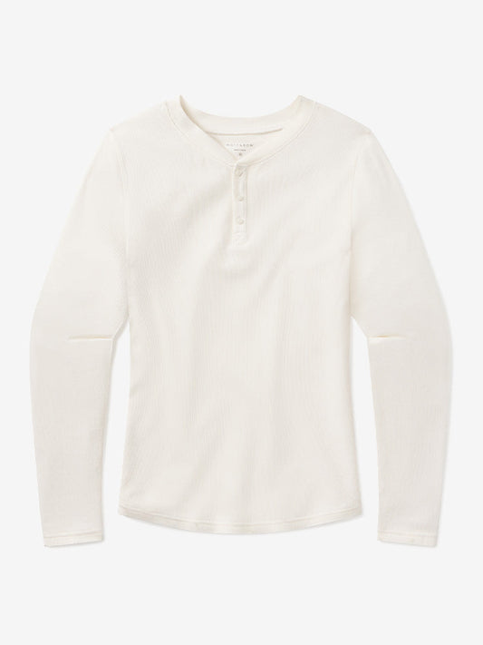 Cotton Waffle Curved Hem Henley