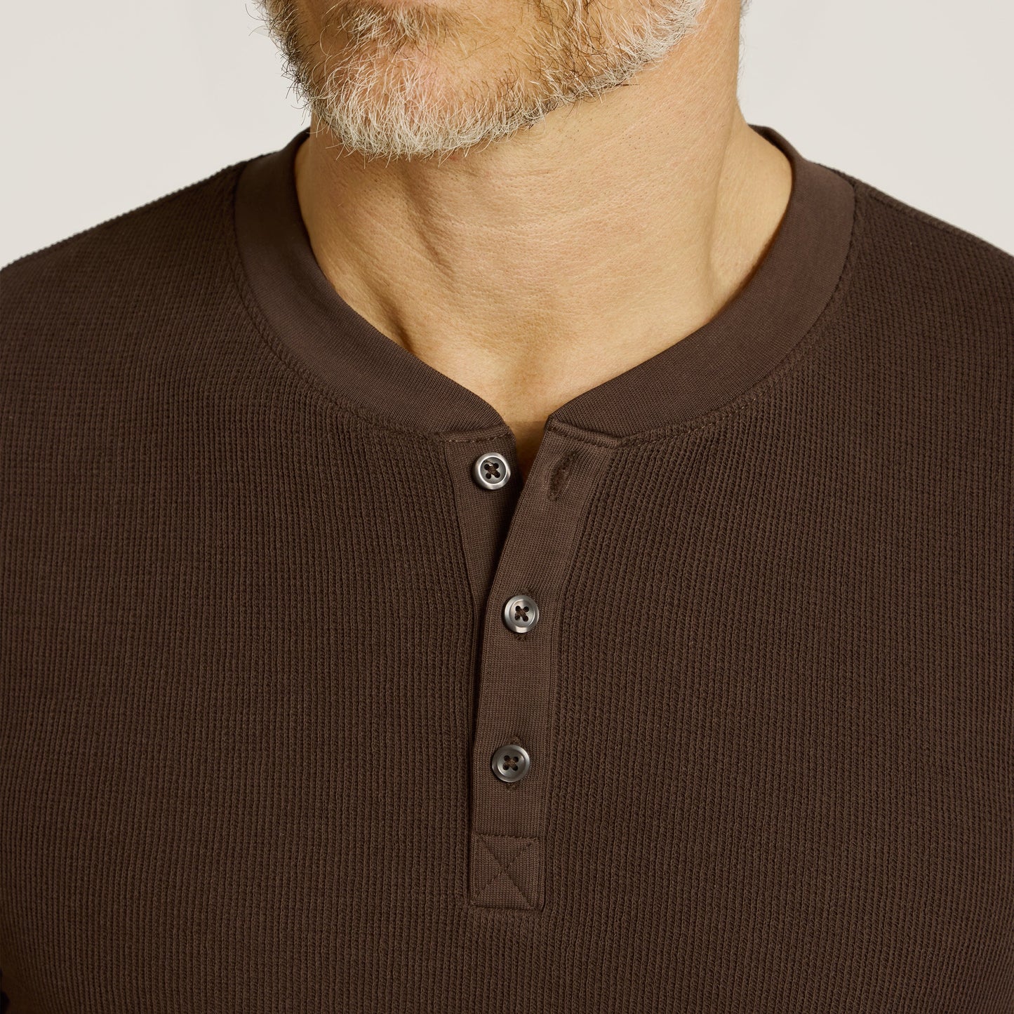 Cotton Waffle Curved Hem Henley