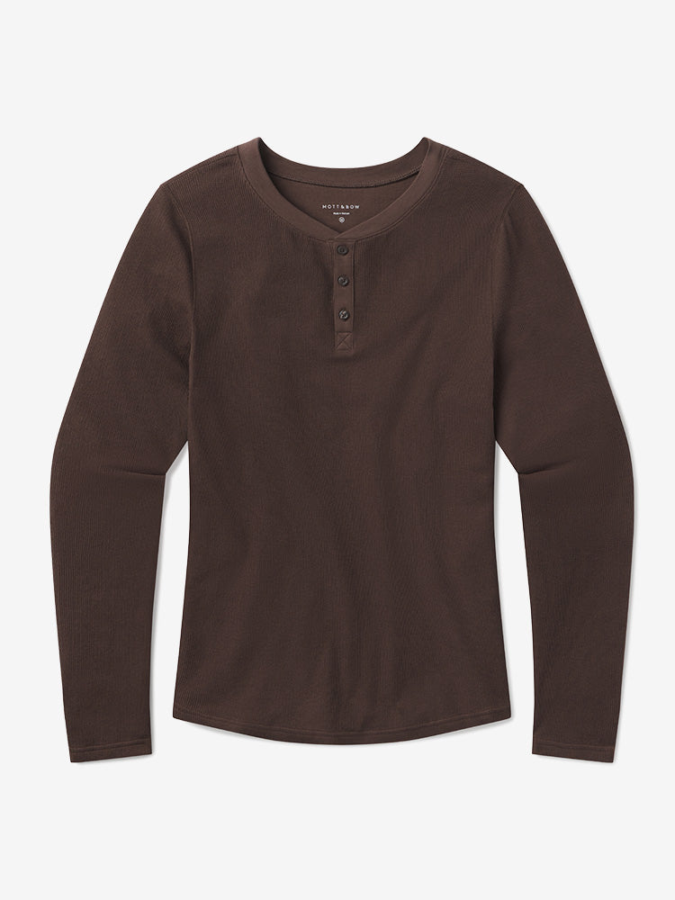 Cotton Waffle Curved Hem Henley