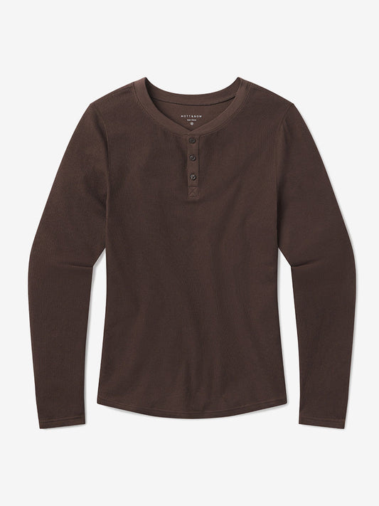 Cotton Waffle Curved Hem Henley