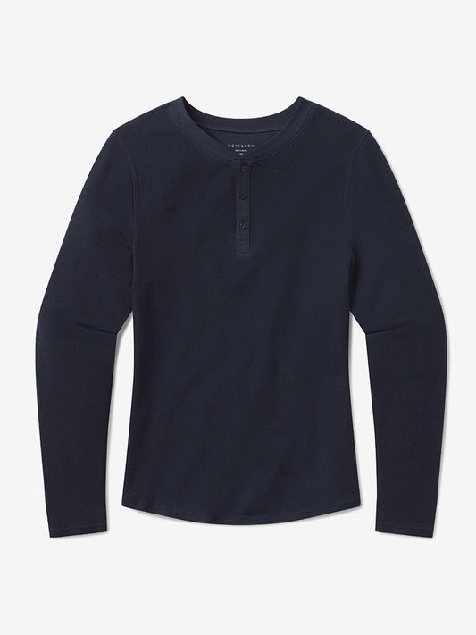 Cotton Waffle Curved Hem Henley