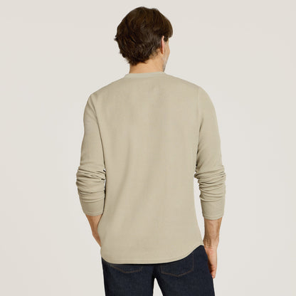 Cotton Waffle Curved Hem Henley