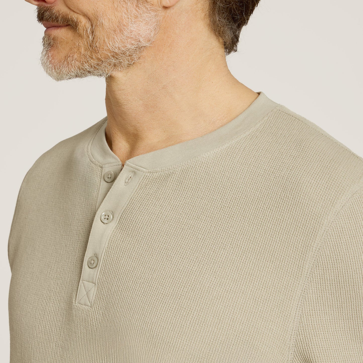 Cotton Waffle Curved Hem Henley