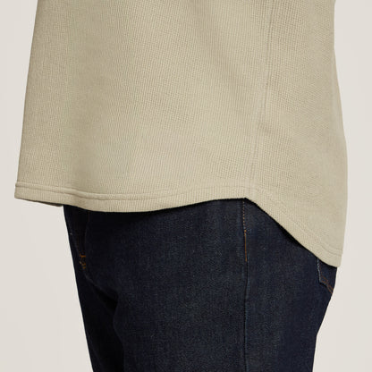 Cotton Waffle Curved Hem Henley