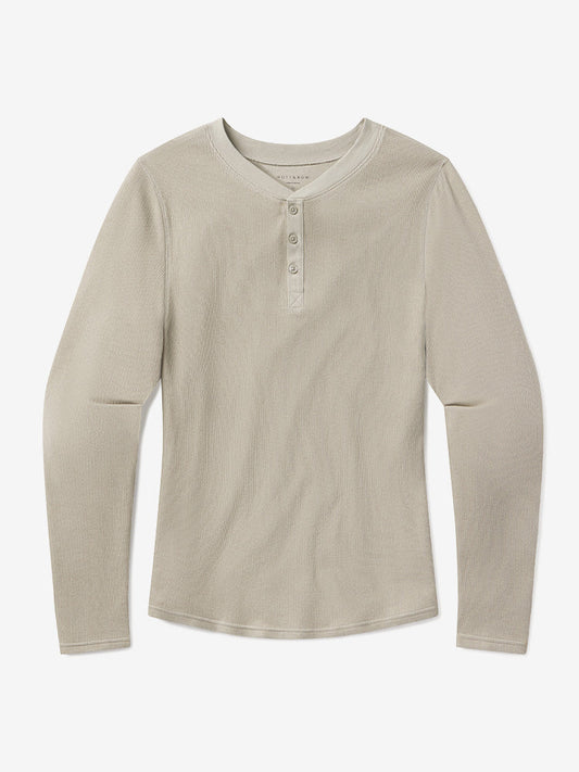 Cotton Waffle Curved Hem Henley