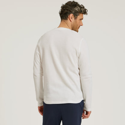 Cotton Waffle Curved Hem Henley