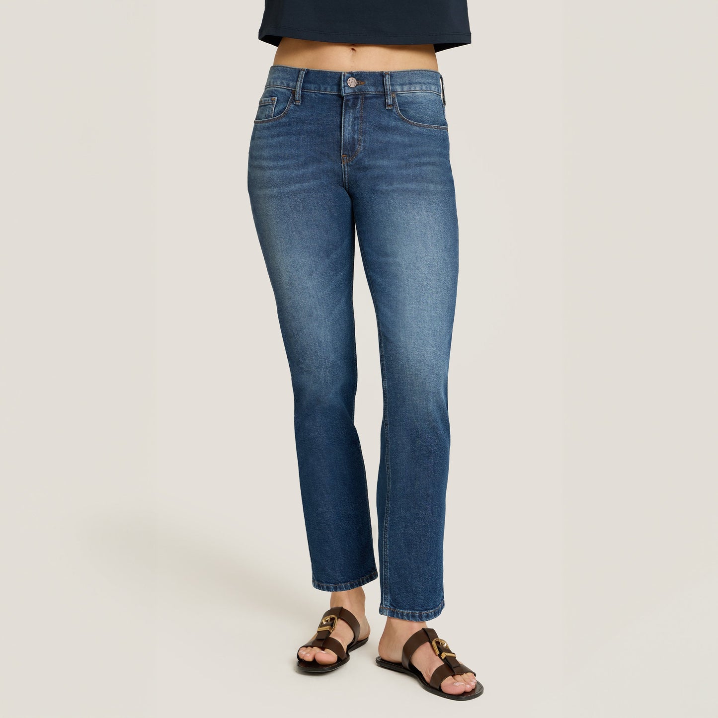 Mid Rise Slim Straight Ridge Jeans