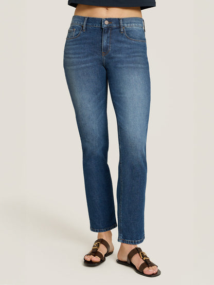 Mid Rise Slim Straight Ridge Jeans