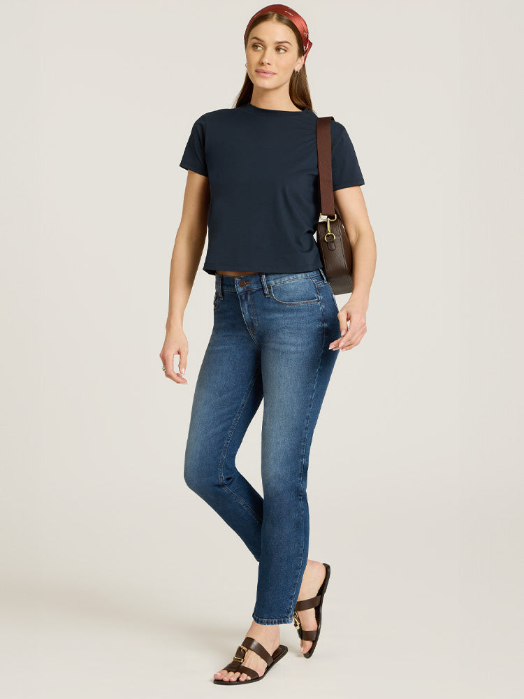 Mid Rise Slim Straight Ridge Jeans