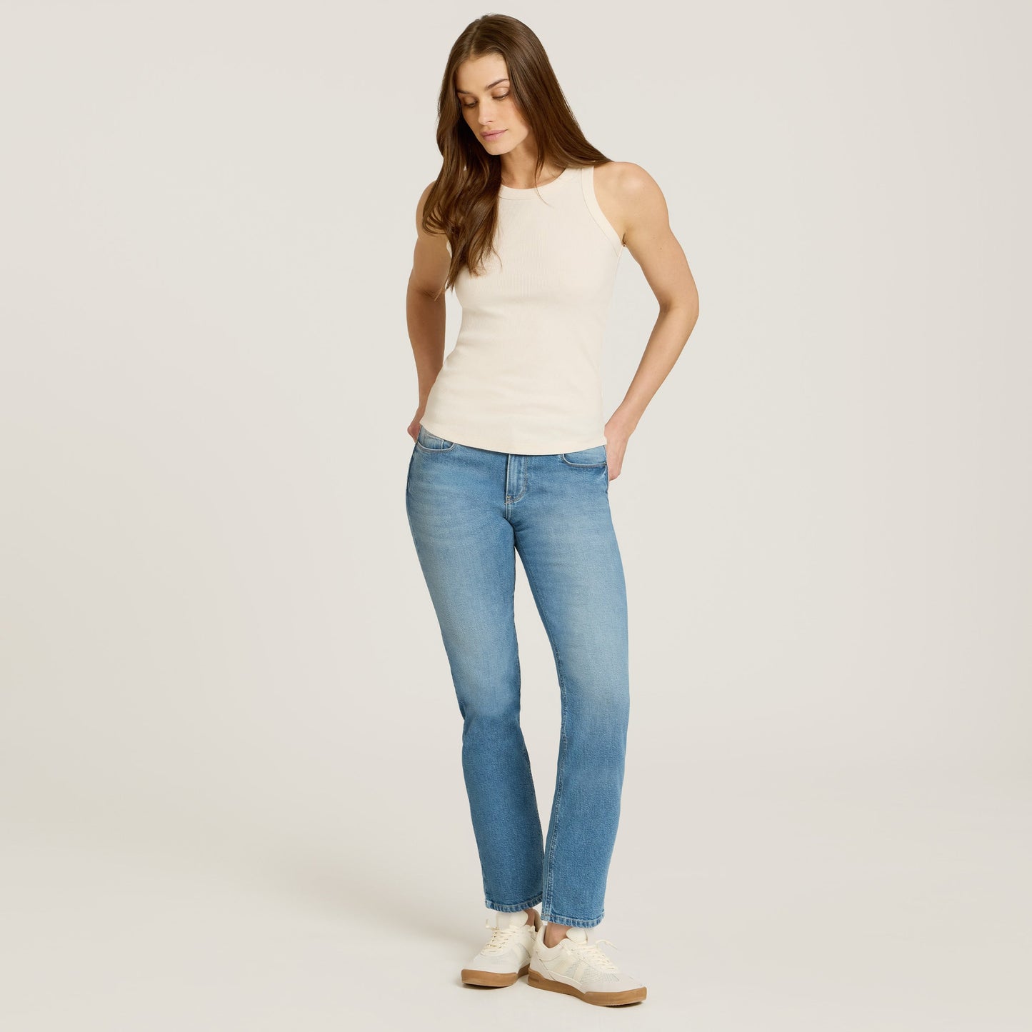 Mid Rise Slim Straight Ridge Jeans