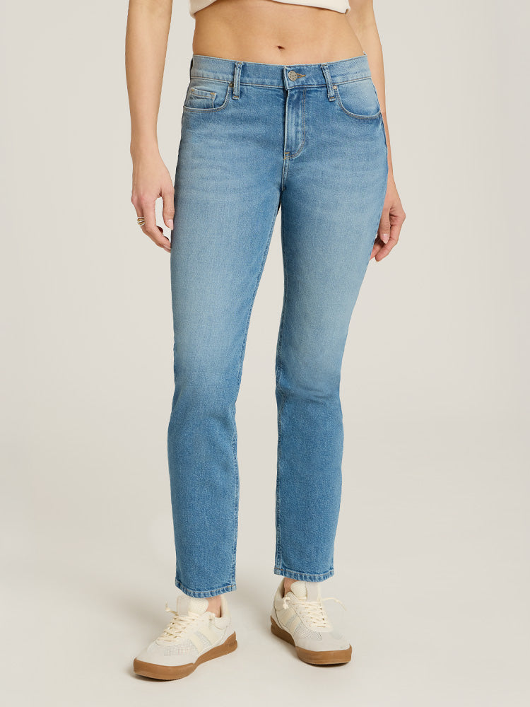 Mid Rise Slim Straight Ridge Jeans